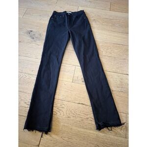 RE/DONE‎ Black Denim Jeans Size 27 Frayed Hem Split Hem High Rise Casual (859)